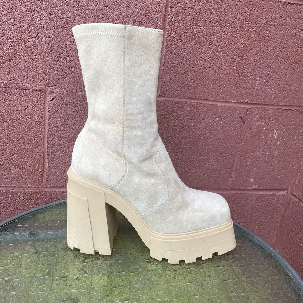 Syro Suede Platform Square Toe Boots Size 9 - Picture 6 of 15